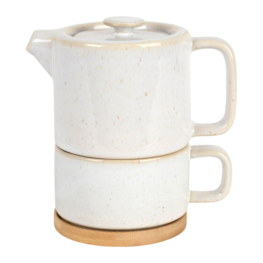 Théière solitaire NORDIKA Blanc moucheté 45 cl