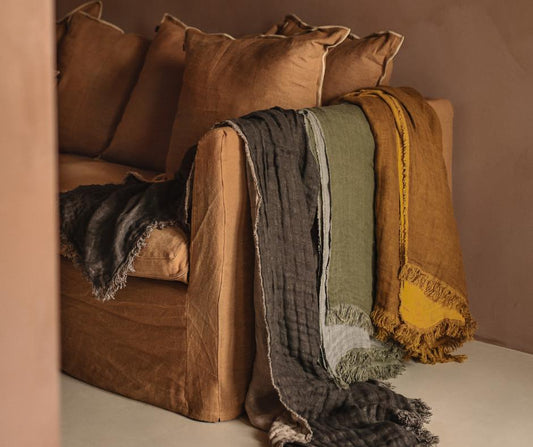 Plaid BAYA Kaki / Beton 135 x 200