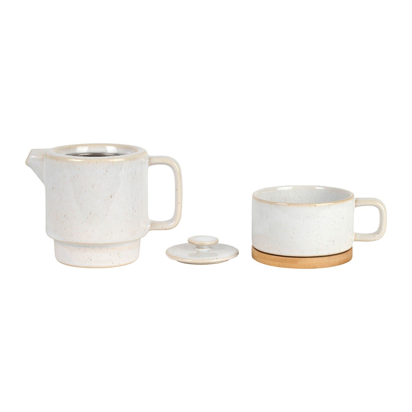 Théière solitaire NORDIKA Blanc moucheté 45 cl