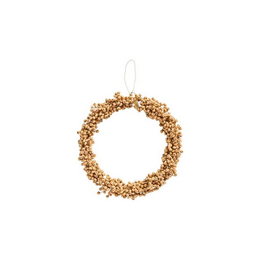 Grande couronne de perles de bois